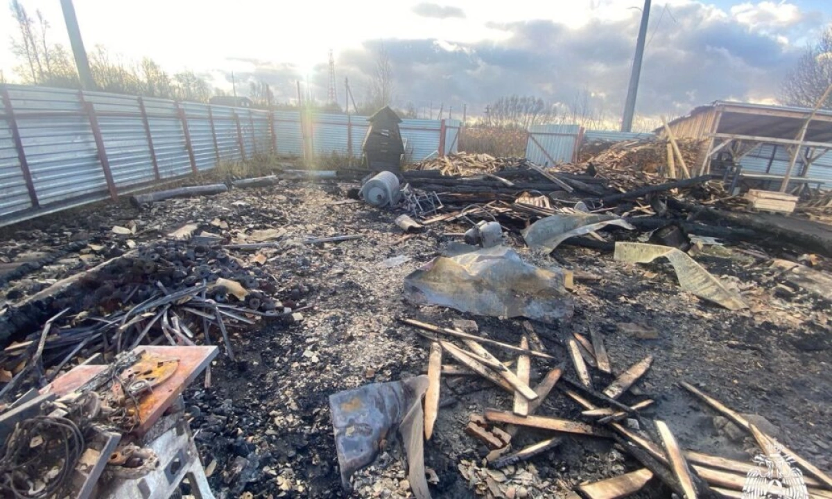 Под Ярославлем сгорел склад частной пилорамы