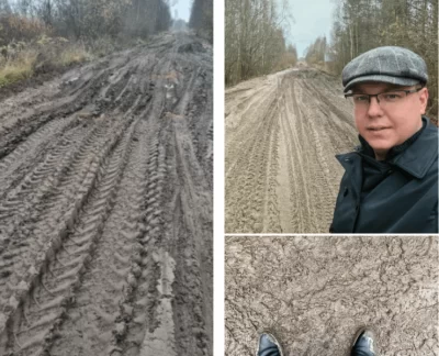 «Ботинки запачкать не побоялся»: борисоглебский глава осмотрел разбитую большегрузами дорогу