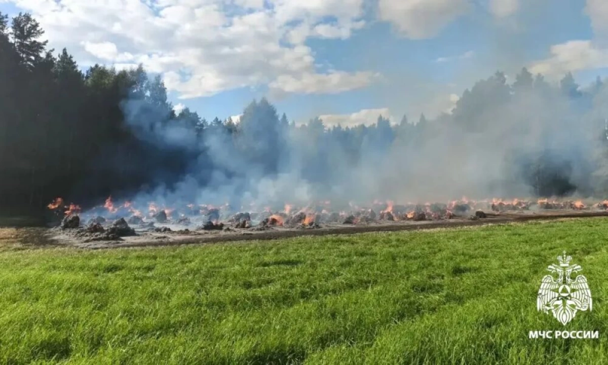 Рулоны сена вспыхнули сразу в двух округах Ярославской области