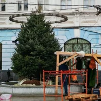 В Ярославле на улице Кирова в фонтан поставили елку