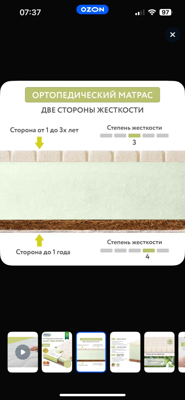 Ортопедический детский матрас Plitex